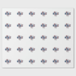 Papel De Regalo Enfermera Patriótica Diseño Vectorial de Grabado A