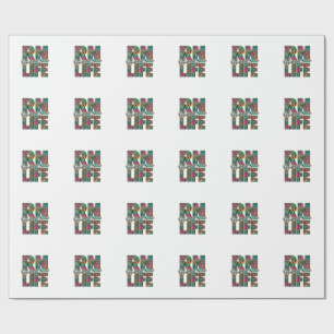 Papel De Regalo Enfermera Registrada RN Vida Floral Diseño Vectori