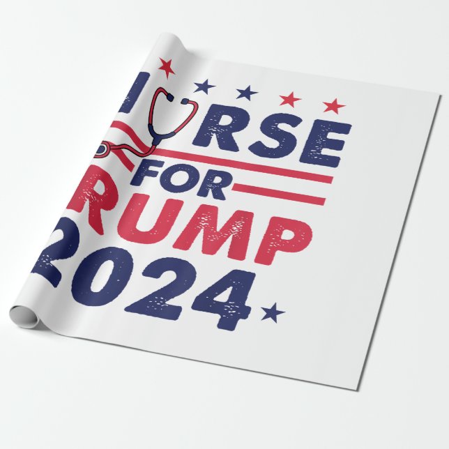 Papel De Regalo Enfermeras Retro Para Trump 2024 La Bandera Estrel (Desenrollado)