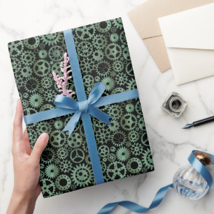 Papel De Regalo Engranajes de bronce Steampunk Verdigris