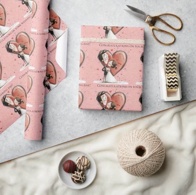 Papel De Regalo Enhorabuena a la novia y al Boda Groom (Artesanía)