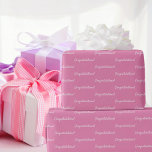 Papel De Regalo Enhorabuena blanco rosado<br><div class="desc">Un fiesta de moda y mugriento envolviendo hojas de papel. fondo rosado,  texto blanco: ¡Felicidades!</div>