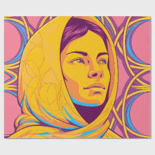 Papel De Regalo Enigmatic Brazilian Woman in Vibrant Pop Art