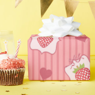 Papel de regalo enmarcado de fresa acuarela