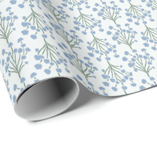 Papel De Regalo Enredaderas Botánicas Suaves Campanilla Azul Ele