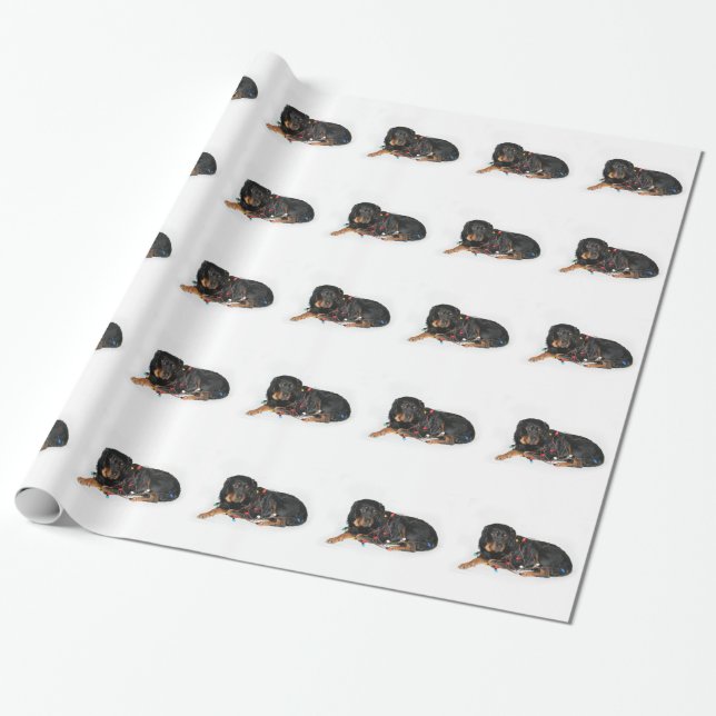 Papel De Regalo Enredo del navidad de Rottweiler (Desenrollado)