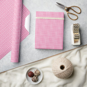 Papel De Regalo Enrejado Blanco - Rosa Fucsia