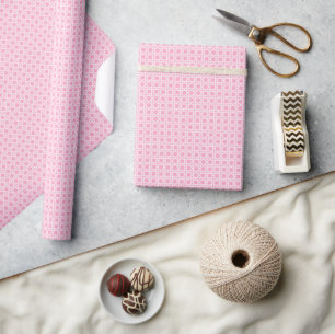 Papel De Regalo Enrejado de caña blanco y rosa
