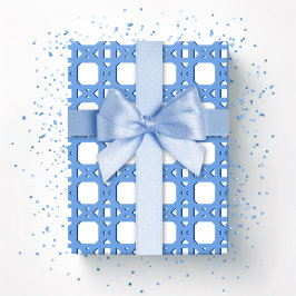Papel De Regalo Enrejado de caña Chinoiserie en azul