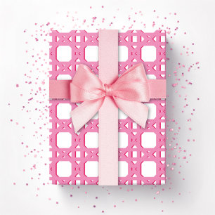 Papel De Regalo Enrejado de caña Chinoisserie en rosa