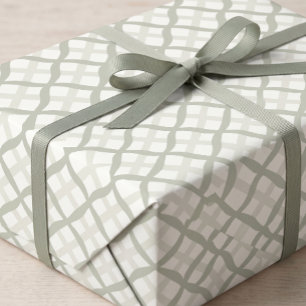 Papel De Regalo Enrejado de celosía verde salvia Fiesta de jardín 
