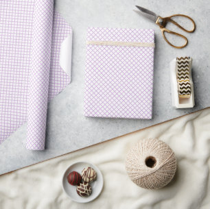 Papel De Regalo Enrejado de Diamante Suave Lila - Blanco