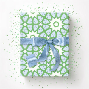 Papel De Regalo Enrejado de estrella Amal en pizarra y verde
