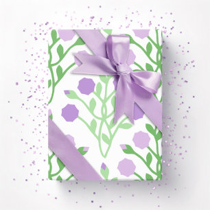 Papel De Regalo Enrejado de Pétalos Pabla en Lila y Verde