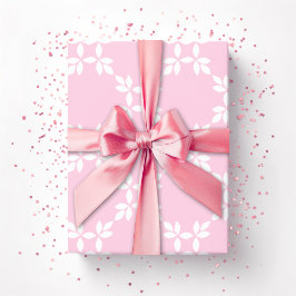 Papel De Regalo Enrejado frondoso en rosa
