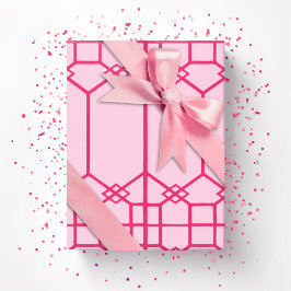 Papel De Regalo Enrejado octogonal Chippendale en rosa intenso