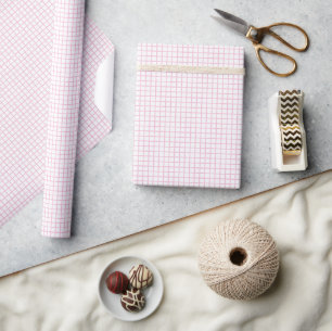 Papel De Regalo Enrejado Rosa Claro - Blanco