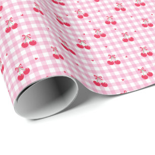 Papel de regalo enrollado con estampado de cuadros