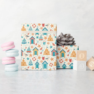 Papel de regalo enrollado con impresión de océano 