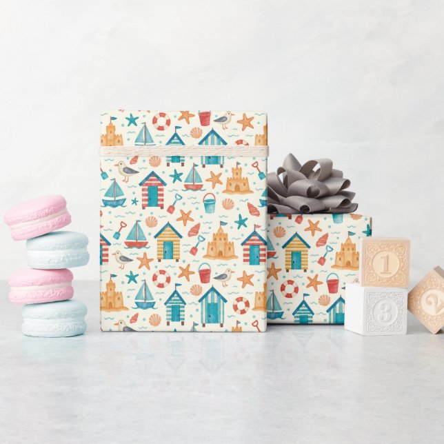 Papel de regalo enrollado con impresión de océano  (Baby Shower)
