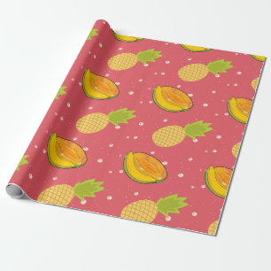 Papel De Regalo ensalada de frutas: patrón de frutas de piña y pap