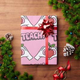 Papel De Regalo "ENSEÑAR" Manos de Manzana y Corazón Regalo de Nav