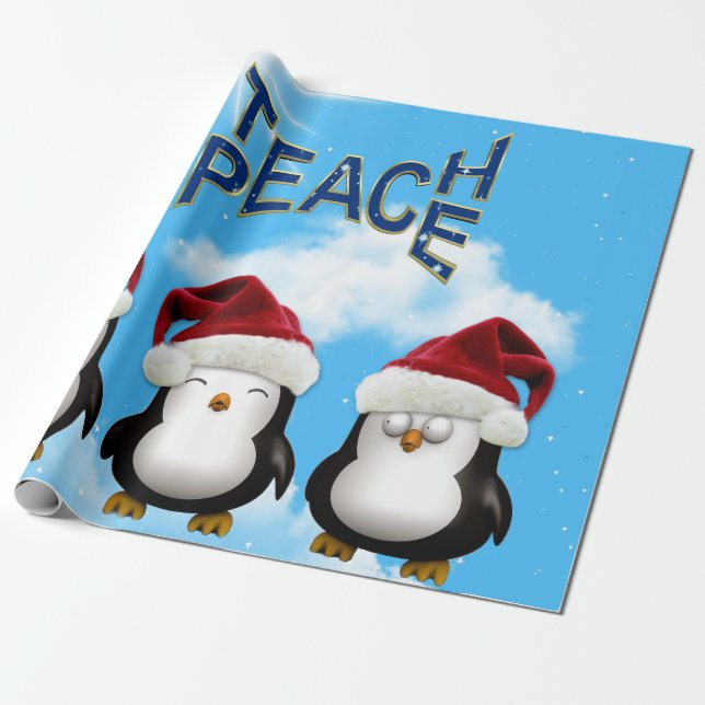 Papel De Regalo Enseñar pingüinos de paz (Desenrollado)