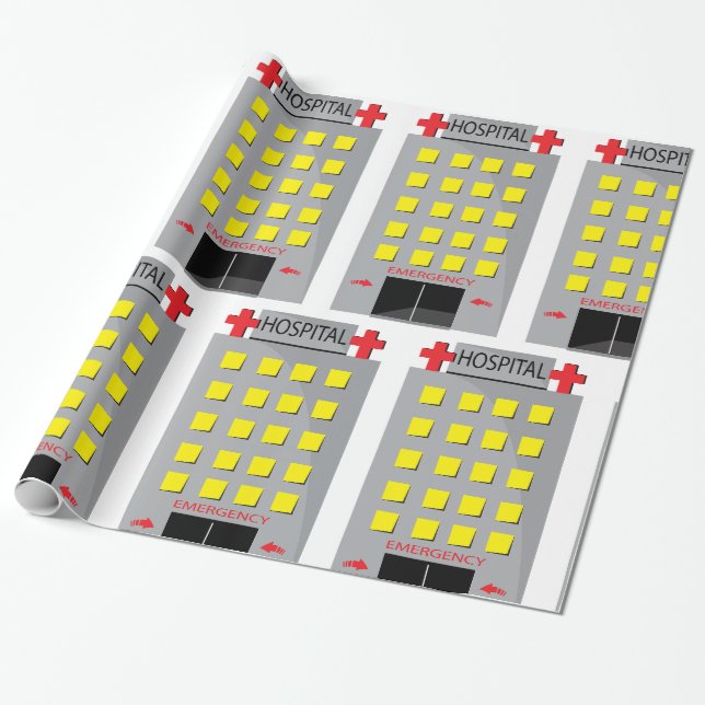 Papel De Regalo Entrada de Emergencia del Edificio del Hospital (Desenrollado)