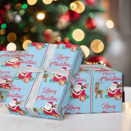 Papel De Regalo Entrega de Santa Claus Añadir nombre Nieve reno