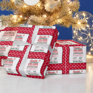 Papel De Regalo Entrega del Expreso de Santa Navidad Punteada