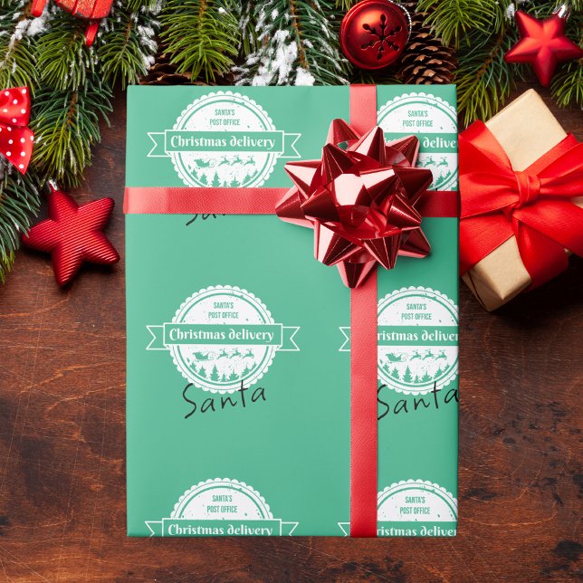 Papel De Regalo Entrega Especial De navidades De Santa Mint Green (Subido por el creador)