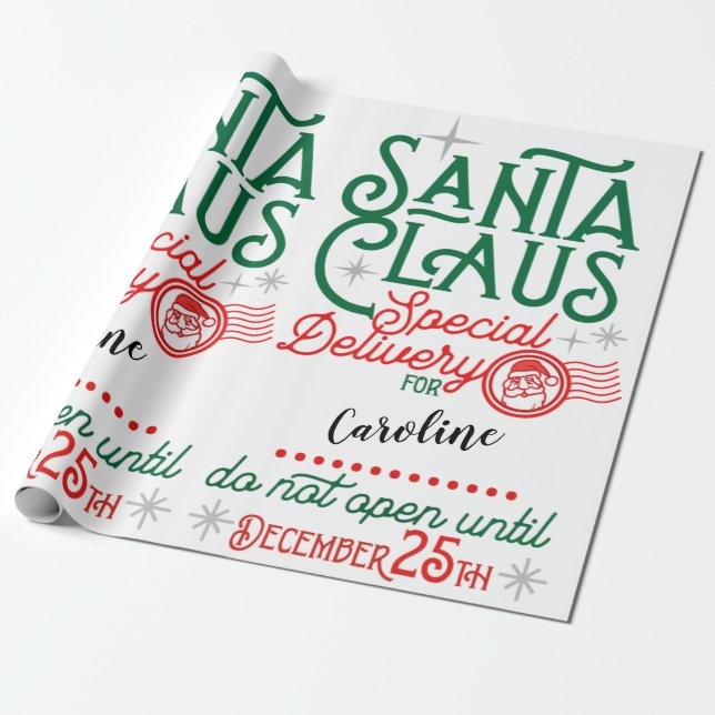 Papel De Regalo Entrega especial de Santa Claus Red & Green (Desenrollado)