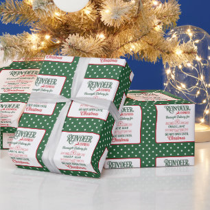 Papel De Regalo Entrega exprés de Papá Noel verde navidad punteada