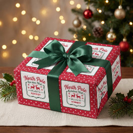 Papel De Regalo entrega exprés de renos del Polo Norte punteada