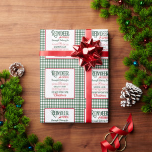 Papel De Regalo entrega exprés GreenSanta Navidad a cuadros