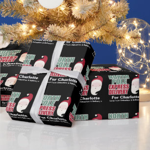 Papel De Regalo Entrega Express del Polo Norte Santa Personalizada