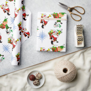 Papel De Regalo Envoltorio de Navidad Elfo de Santa Muñeco de Niev
