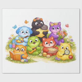Papel De Regalo Envoltorio de regalo de animal precioso