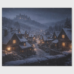 Papel De Regalo Envoltorio de regalo del castillo del pueblo nevad