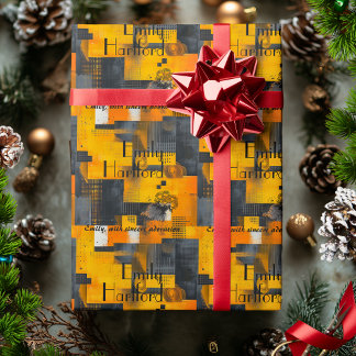 Papel De Regalo Envoltorio de regalo geométrico monocromo elegante