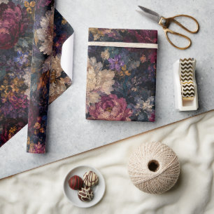 Papel De Regalo Envoltorio de regalo gótico floral elegante y somb