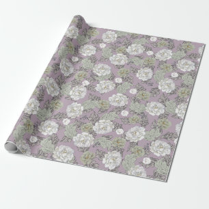 Papel De Regalo Envoltorio floral de peonías dusty mauve bonito