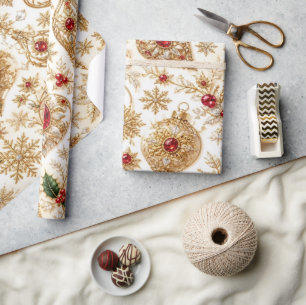 Papel De Regalo Envoltura de adorno de Navidad de lujo en Borgoña
