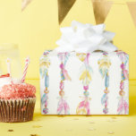Papel De Regalo Envoltura de arte acuarela con plumas y perlas de<br><div class="desc">Bonito suave hilo acuarela de plumas y cuentas estriadas estampado papel de envolver regalo. Ideal para añadir un toque personal a los regalos para chicas como boho nativo o tribal. El color de fondo puede personalizarse según su propia elección de color, actualmente blanco. © Arte y diseño de acuarelas pintadas...</div>