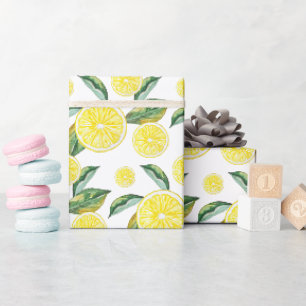 Papel De Regalo Envoltura de Arte de Acuarela de Rodajas de Limón