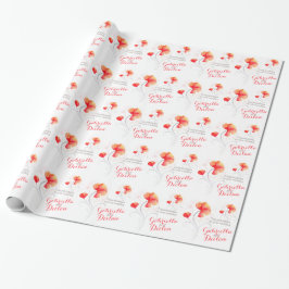 Papel De Regalo envoltura de arte gris naranja de flor silvestre b
