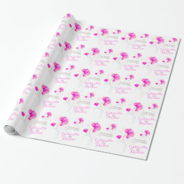 Papel De Regalo envoltura de arte gris rosa de flor silvestre boda