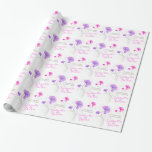 Papel De Regalo envoltura de arte púrpura rosa de flor silvestre b<br><div class="desc">Hermosa flor de acuarela estilizada de color laúd en boda floral de color rosa brillante,  púrpura,  blanco y gris  floral novios nombre papel envolvente. Personalizar con nombre y saludo de su propia novia y novio. Pintura y diseño de Sarah Trett.</div>