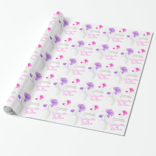 Papel De Regalo envoltura de arte púrpura rosa de flor silvestre b