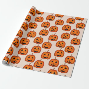 Papel De Regalo Envoltura de calabaza Jack O Lantern con patrón ad